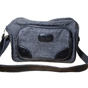 Vintage Pierre Cardin Gray Black Tweed Carry On Shoulder Bag with Strap Unisex